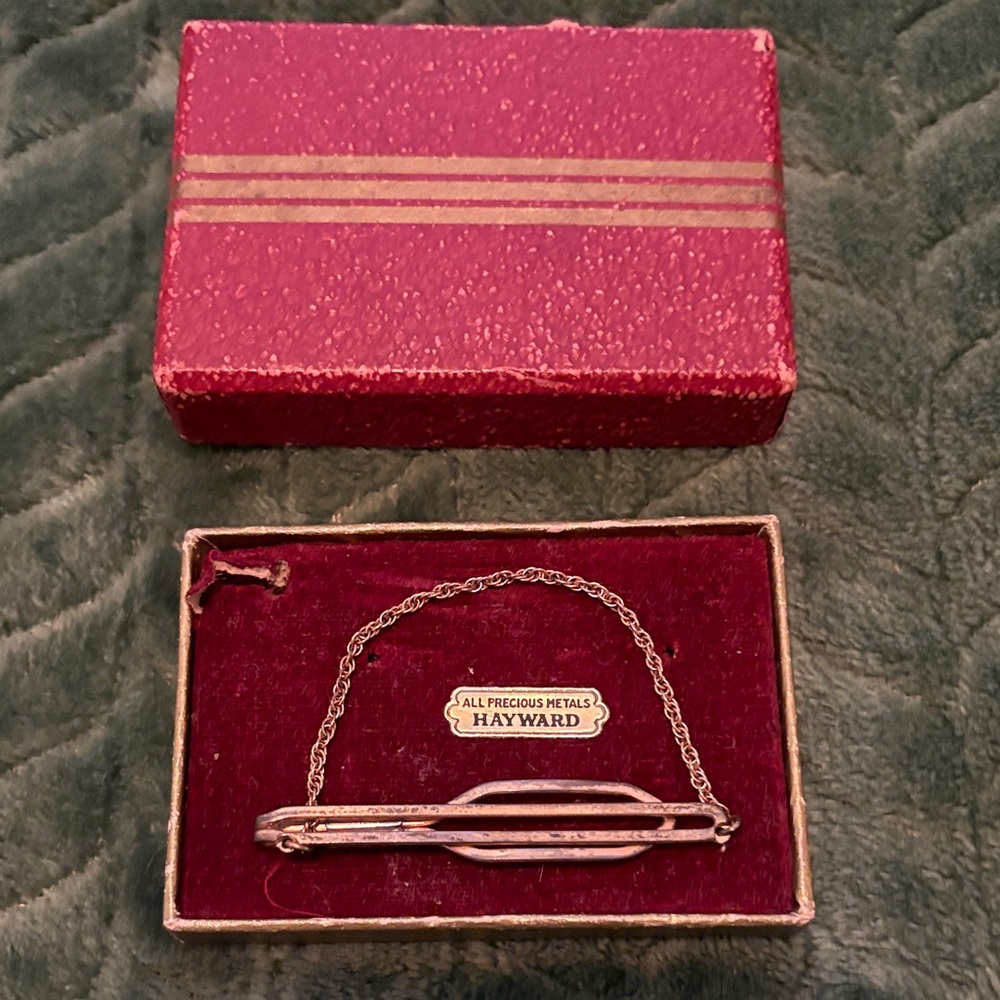 Vintage Hayward Tie Bar Clip Chain In Original Box